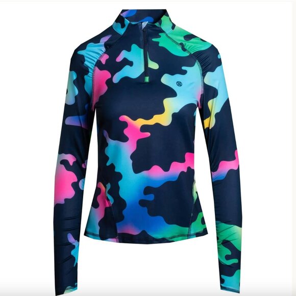 NWT G/Fore Gradient Camo Quarter Zip Top Whistling Straits rainbow golf small